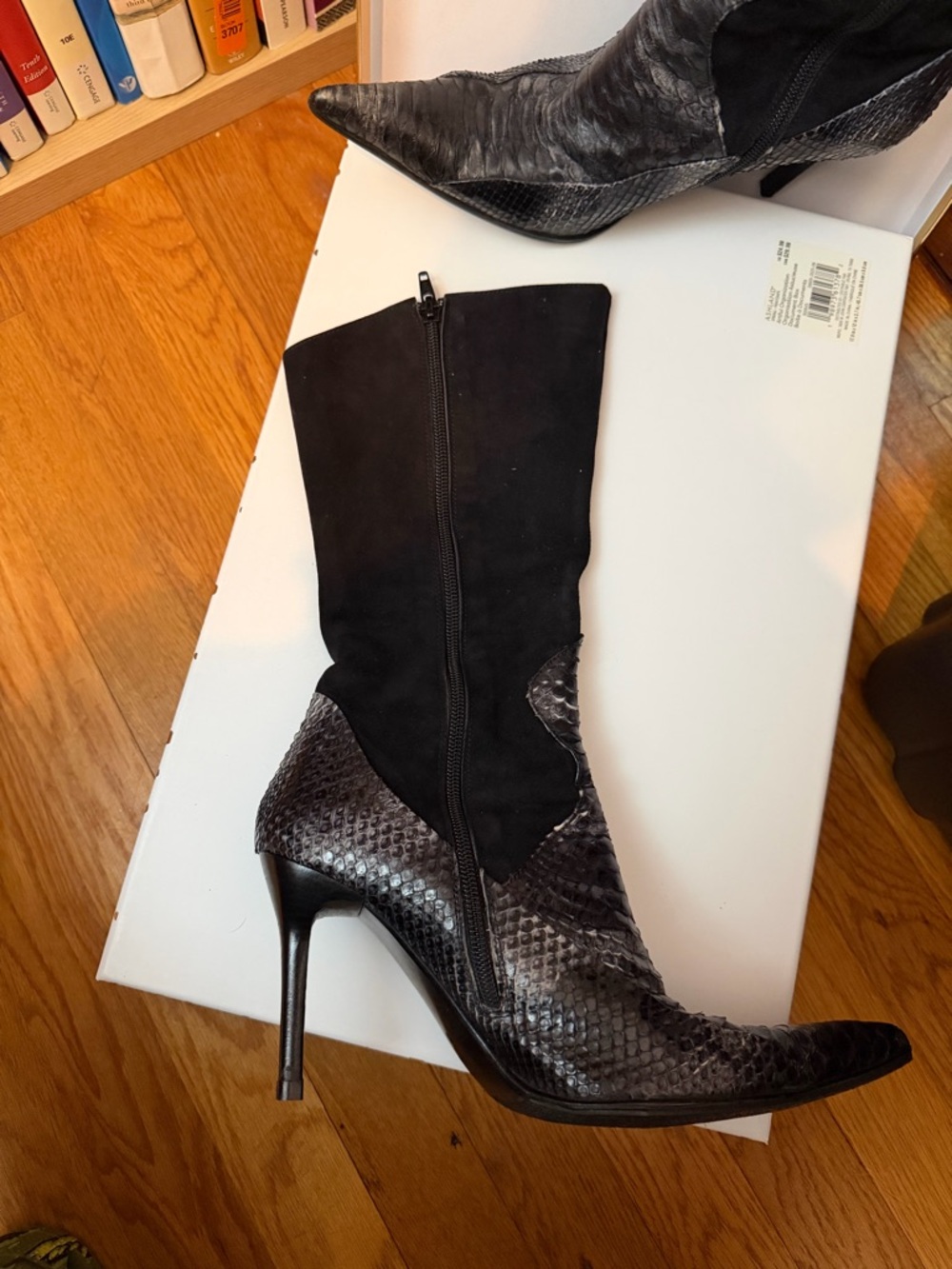 Vintage Italian python and suede Stiletto Boots - Picture 2 of 14